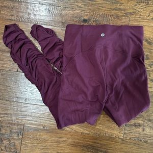 Lululemon Ruched Tights in Grape color - Size 6
